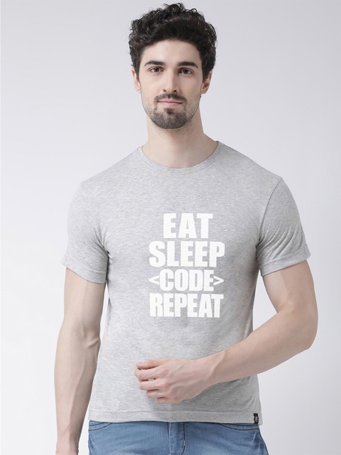 

Friskers Men Grey Printed Round Neck T-shirt