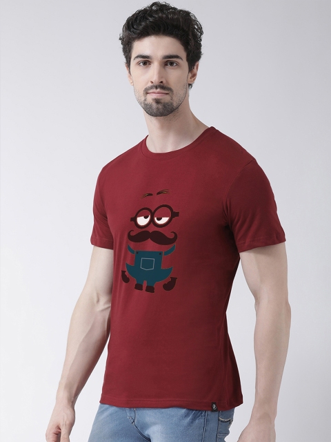

Friskers Men Maroon Minion Printed Round Neck T-shirt