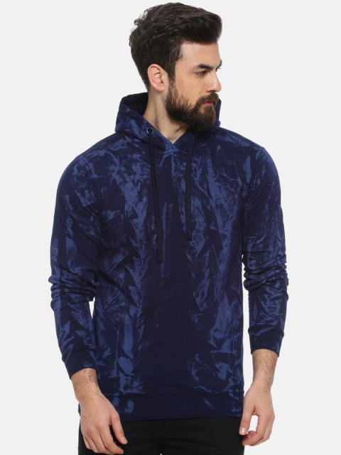 

Campus Sutra Men Blue Printed Hooded Sweatshirt