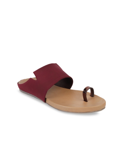 

LEMON & PEPPER Women Maroon Solid One Toe Flats