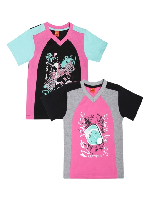 

Dollar Champion Kidswear Boys Pack of 2 Printed V-Neck T-shirt, Multi