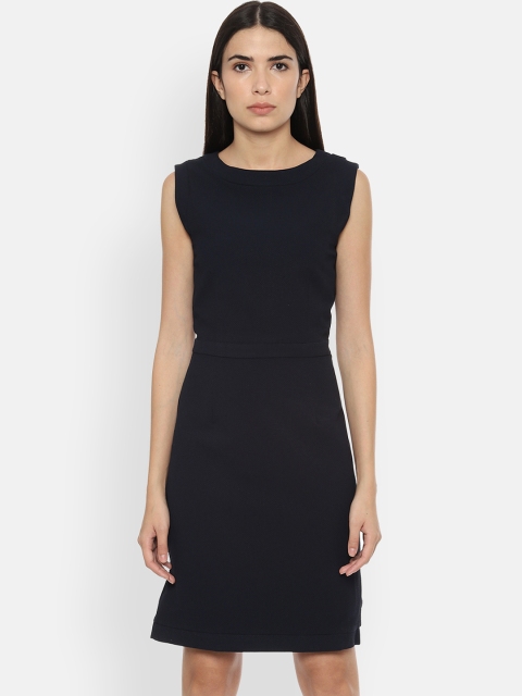 

Van Heusen Woman Navy Blue Solid Sheath Dress