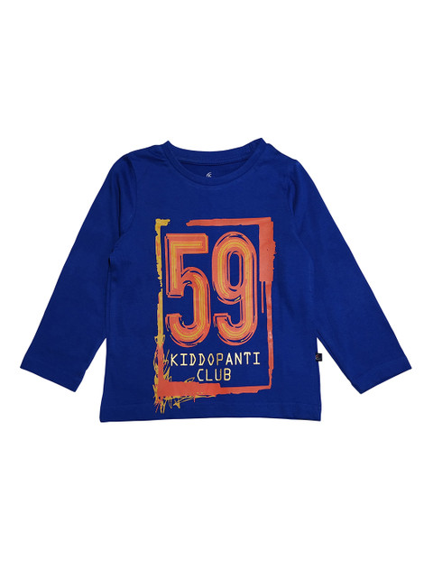 

KiddoPanti Boys Blue Printed Round Neck T-shirt