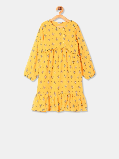 

Cherokee Girls Yellow Printed A-Line Dress