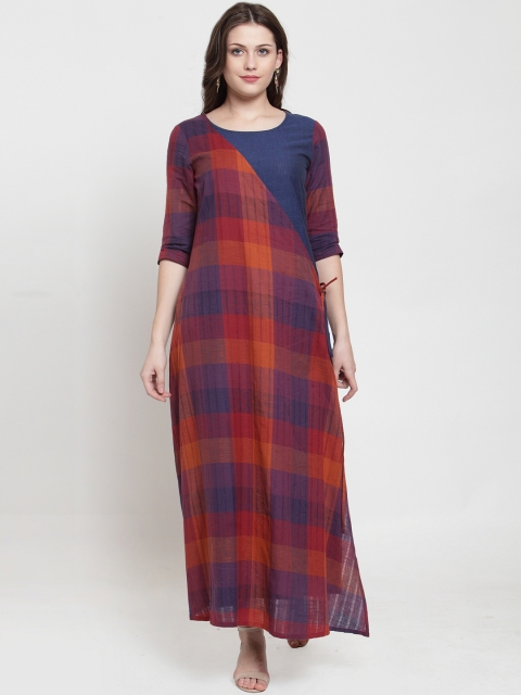 

Kiaasa Women Blue & Red Checked A-Line Kurta