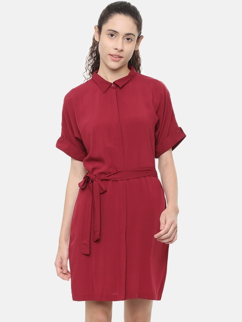 

Allen Solly Woman Maroon Solid Shirt Dress