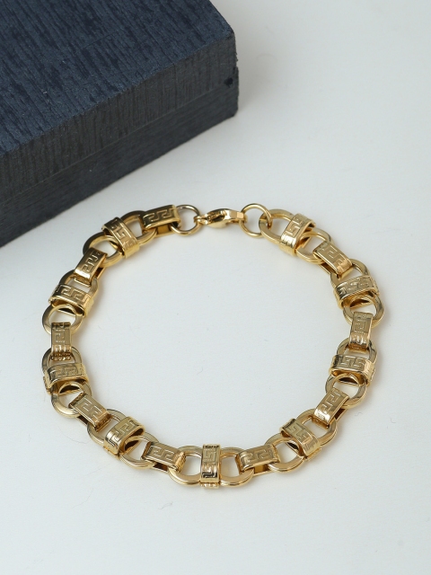 

Dare by Voylla Men Gold-Plated Stainless Steel Handcrafted Link Bracelet