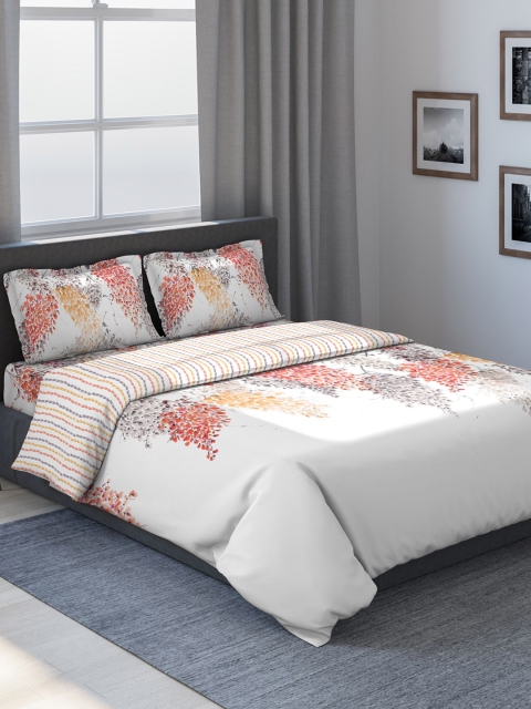 

DDecor Orange & White Printed Bedding Set