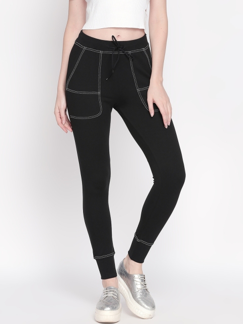 

ANWAIND Women Black Slim Fit Solid Joggers