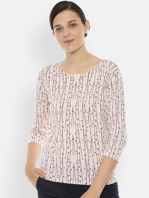 

Allen Solly Woman Women Beige & Maroon Printed Top