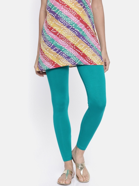 

Bitz Women Turquoise Blue Solid Ankle-Length Organic Cotton Leggings