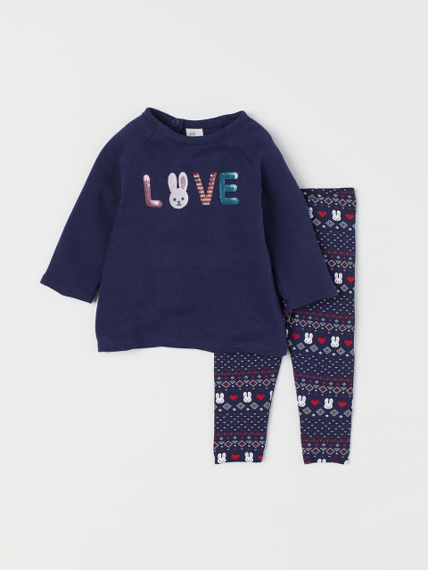 

H&M Girls Navy Blue Dress And Leggings