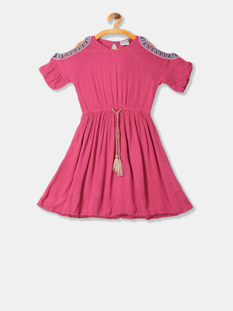 

Cherokee Girls Pink Embroidered Fit and Flare Dress