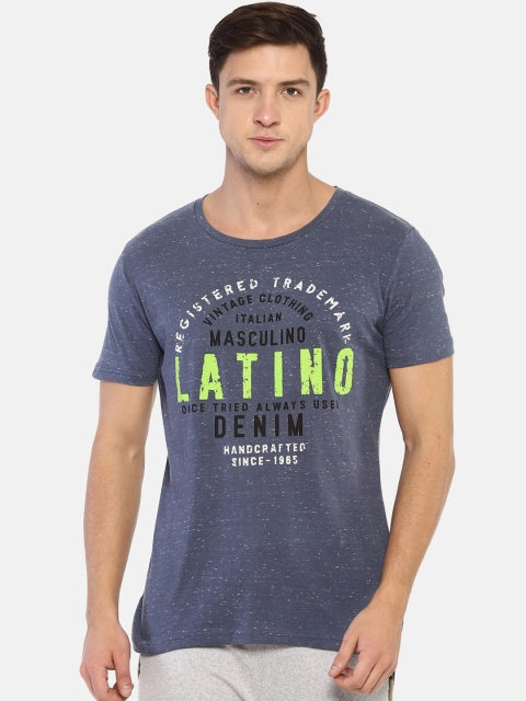 

Masculino Latino Men Navy Blue Printed Round Neck T-shirt