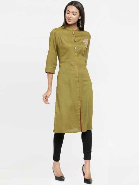 

Kiaasa Women Green Solid Straight Kurta
