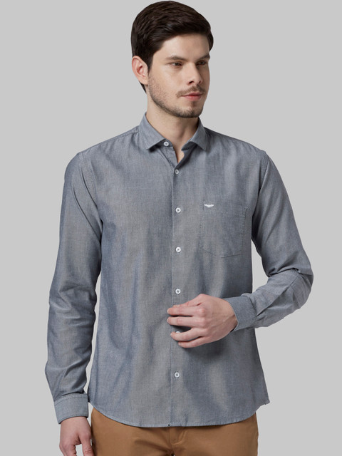 

Park Avenue Men Black & White Self Design Slim Fit Casual Shirt