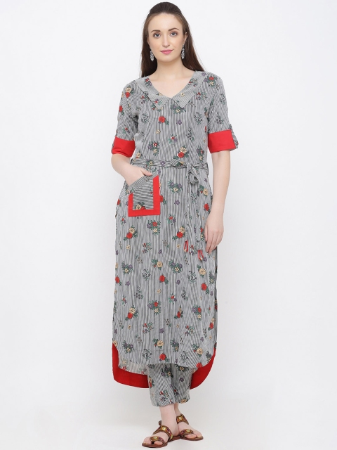 

Indian Virasat Women White & Red Printed Kurta with Palazzos