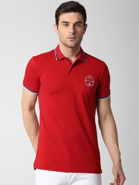 

Peter England Casuals Men Red Solid Polo Collar T-shirt