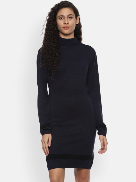 

Allen Solly Woman Navy Blue Solid Sweater Dress