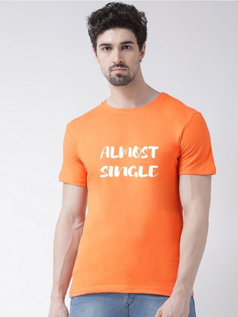 

Friskers Men Orange Printed Round Neck T-shirt