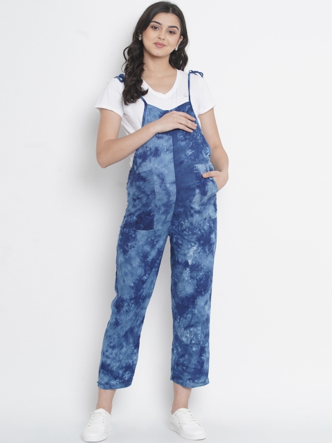 

Mine4Nine Women Blue Printed Maternity Dungarees