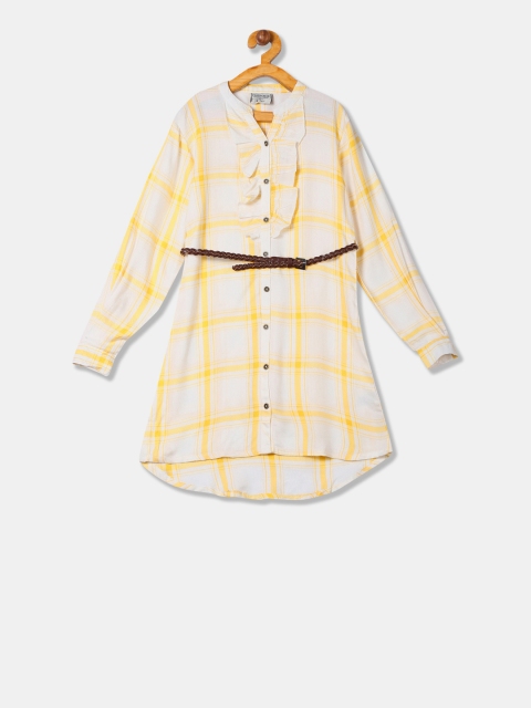 

Cherokee Girls Yellow & White Checked Shirt Dress