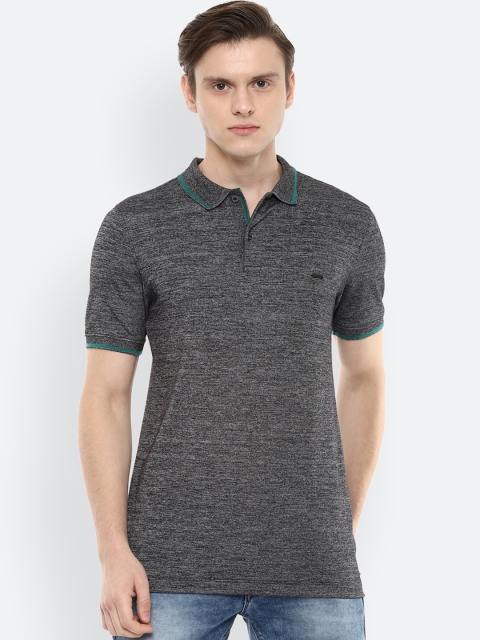 

Van Heusen Men Grey Self Design Polo Collar T-shirt