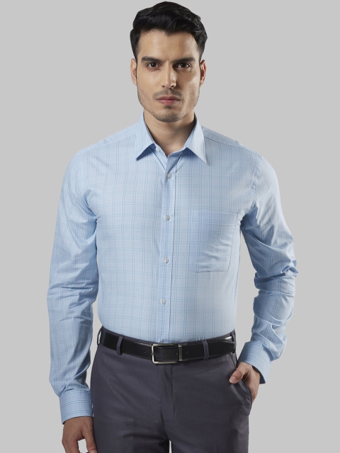 

Raymond Men Blue Slim Fit Checked Formal Shirt