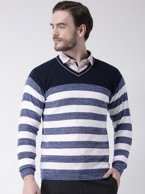

COBB Men Blue Striped Pullover Sweater