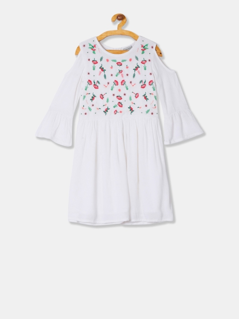 

Cherokee Girls White Embroidered Fit and Flare Dress