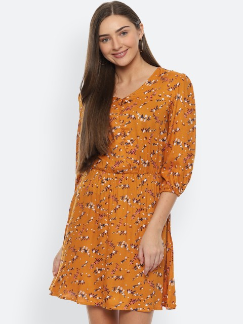 

People Women Yellow Floral Printed Blouson Dress