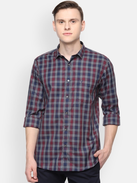 

Allen Solly Men Navy Blue & Red Slim Fit Checked Casual Shirt