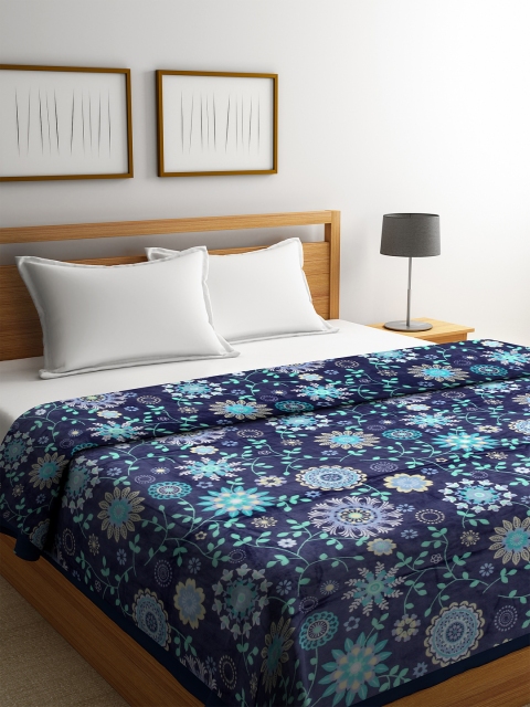 

BOMBAY DYEING Blue & Purple Floral Mild Winter 110 GSM Double Bed Blanket