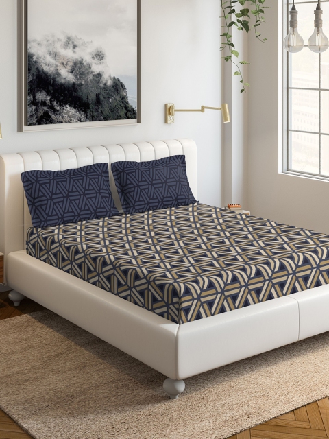 

DDecor Blue Solid 144 TC Cotton 1 Queen Bedsheet with 2 Pillow Covers