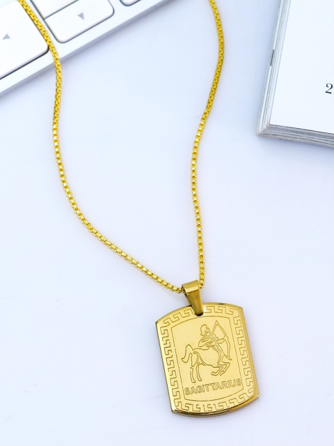 

Dare by Voylla Men Gold-Plated Rashi Signs Sagittarius Zodiac Handcrafted Pendant With Chain