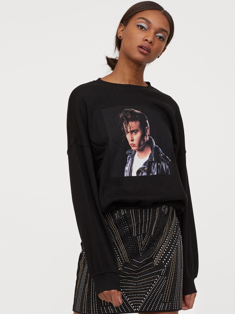 

H&M Women Black Skirt With Studs