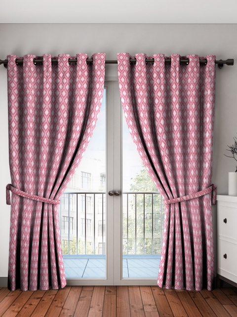 

NEUDIS Maroon & Off-White Set of 2 Jacquard Long Door Curtains