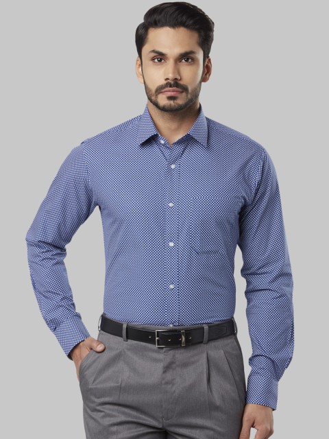 

Raymond Men Blue & Off-White Slim Fit Printed Formal Shirt