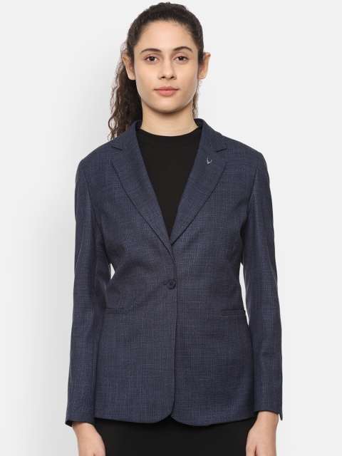

Allen Solly Woman Navy Blue Self-Design Single-Breasted Blazer
