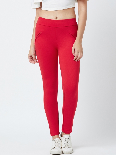 

Devis Women Red Solid Skinny Fit Jeggings
