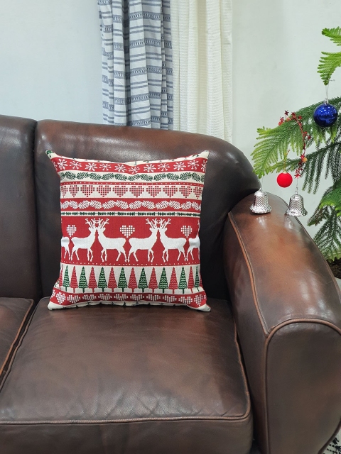 

Avira Home Red & White Set of Single Quirky Square Cushion Covers