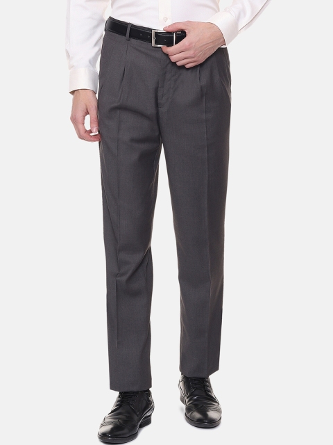 

Louis Philippe Men Charcoal Grey Regular Fit Solid Formal Trousers