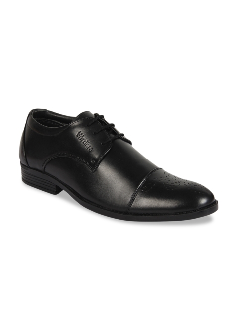 

Vardhra Men Black Solid Leather Formal Derbys