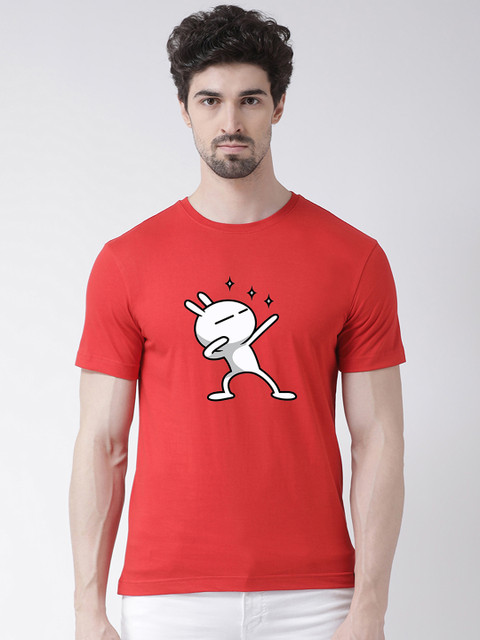 

Friskers Men Red Printed Round Neck T-shirt