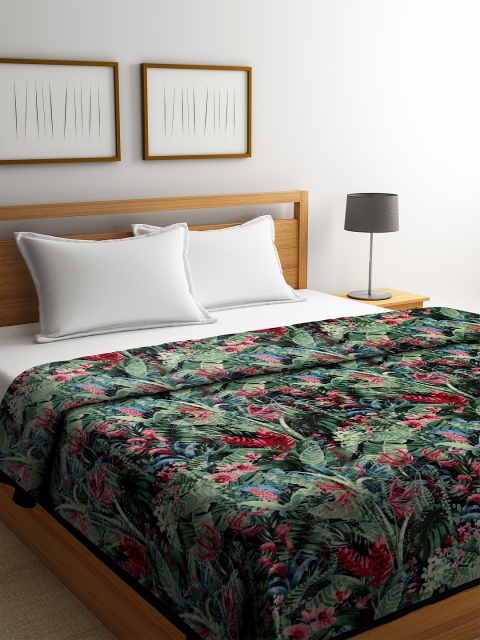 

BOMBAY DYEING Green Floral Mild Winter 110 GSM Double Bed Blanket