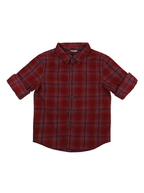 

Allen Solly Junior Boys Maroon & White Checked Regular Fit Casual Shirt