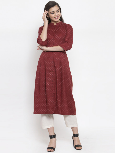 

Ayaany Women Red Printed Shirt Dress