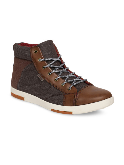 

Flying Machine Men Brown Colourblocked Mid-Top Sneakers