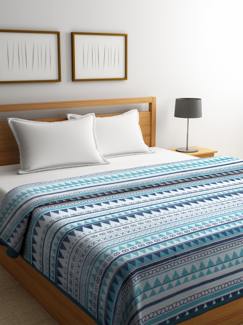 

BOMBAY DYEING Navy Blue Geometric Mild Winter 110 GSM Double Bed Blanket
