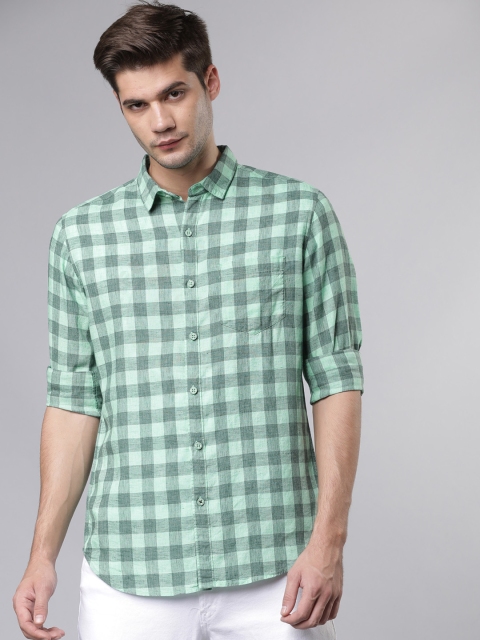 

HIGHLANDER Men Green Slim Fit Checked Casual Shirt